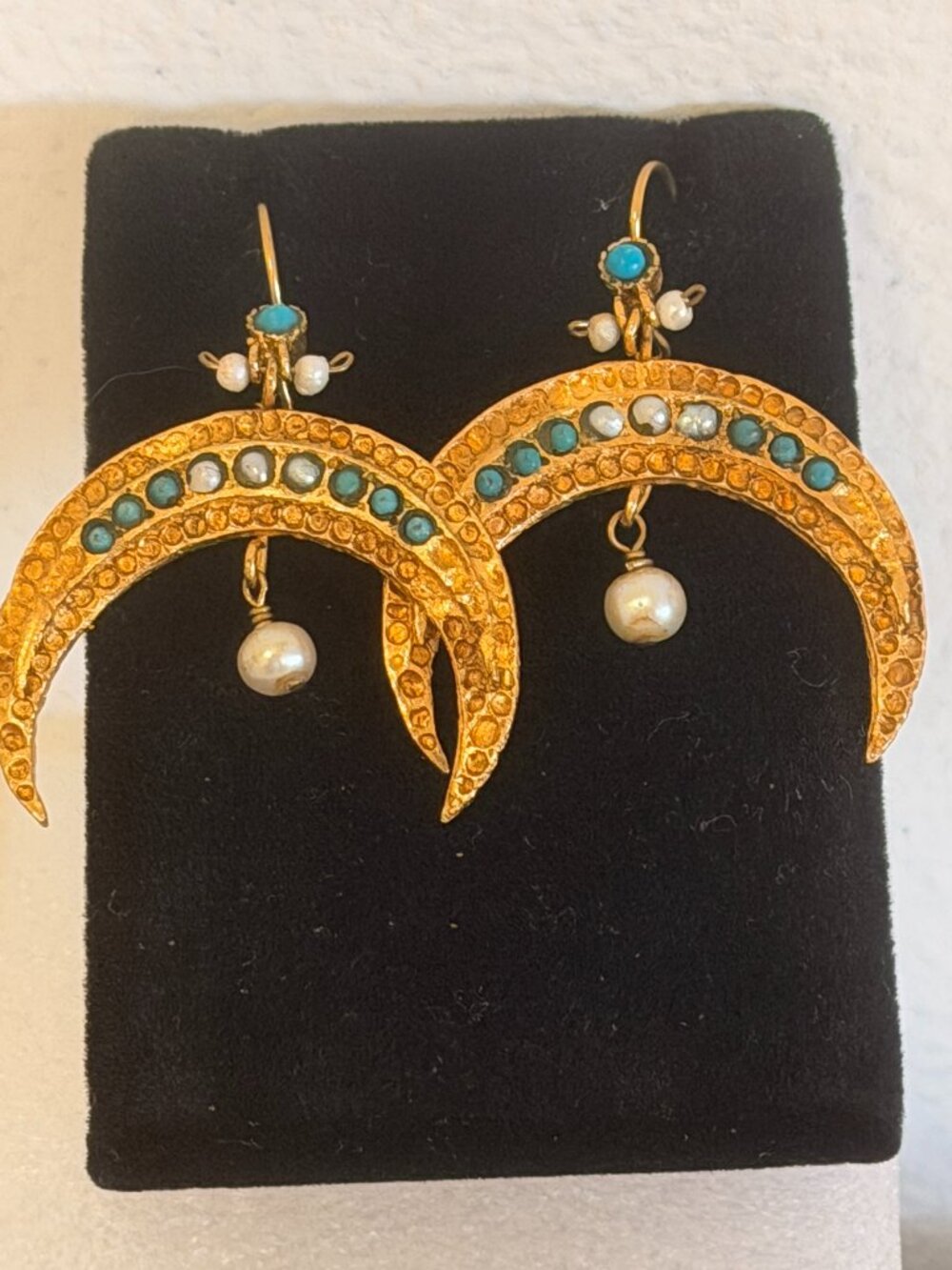 Traditional Turkish Ottoman Earrings Costume 24kt Gold over bronze